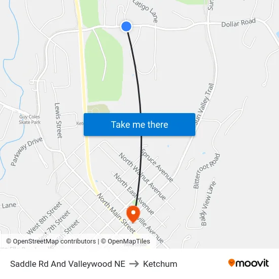 Saddle Rd And Valleywood NE to Ketchum map