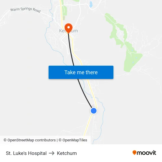 St. Luke's Hospital to Ketchum map
