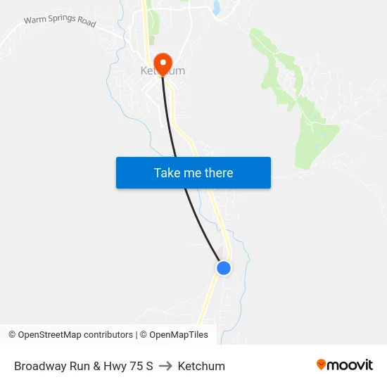 Broadway Run & Hwy 75 S to Ketchum map