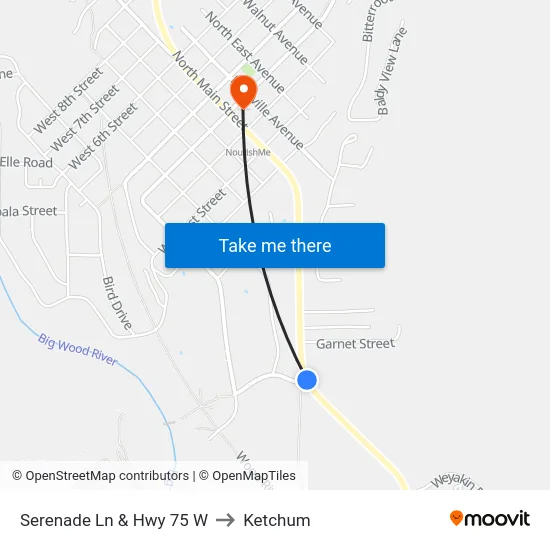 Serenade Ln & Hwy 75 W to Ketchum map