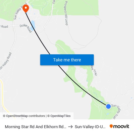 Morning Star Rd And Elkhorn Rd S to Sun-Valley-ID-USA map