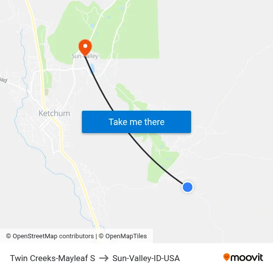 Twin Creeks-Mayleaf S to Sun-Valley-ID-USA map