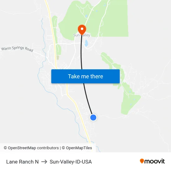 Lane Ranch N to Sun-Valley-ID-USA map