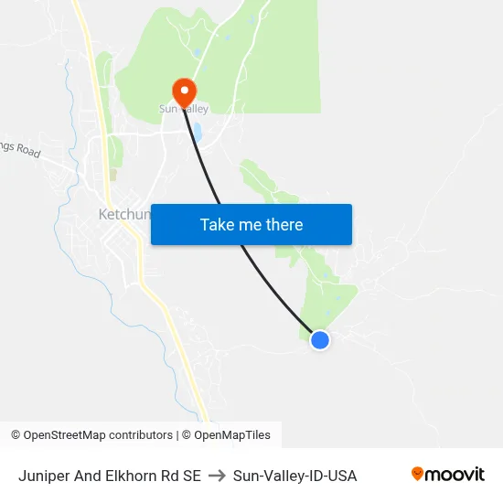 Juniper And Elkhorn Rd SE to Sun-Valley-ID-USA map