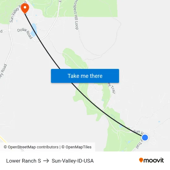 Lower Ranch S to Sun-Valley-ID-USA map