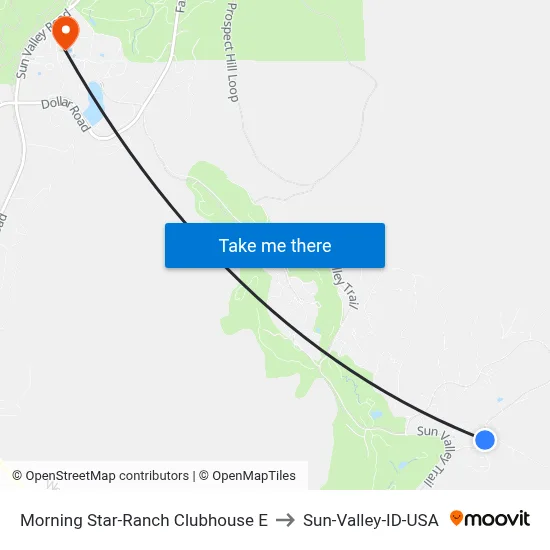 Morning Star-Ranch Clubhouse E to Sun-Valley-ID-USA map