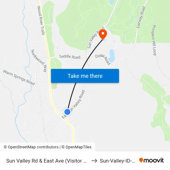 Sun Valley Rd & East Ave (Visitor Center) to Sun-Valley-ID-USA map