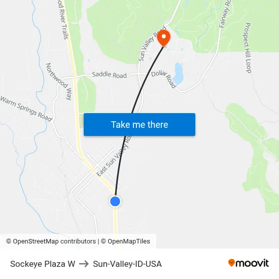 Sockeye Plaza W to Sun-Valley-ID-USA map