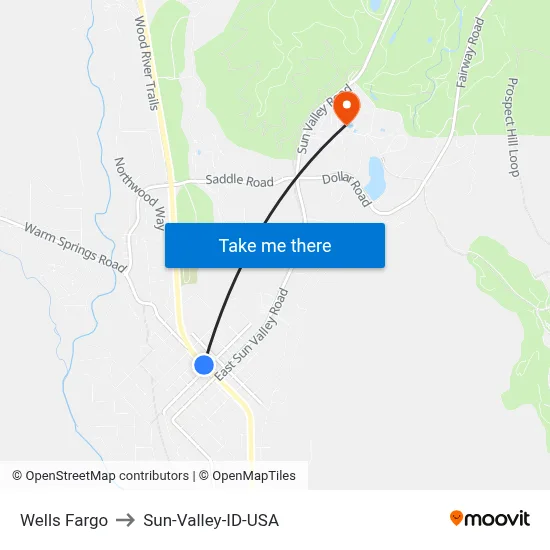 Wells Fargo to Sun-Valley-ID-USA map