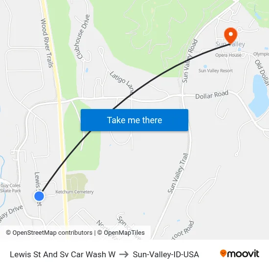 Lewis St And Sv Car Wash W to Sun-Valley-ID-USA map