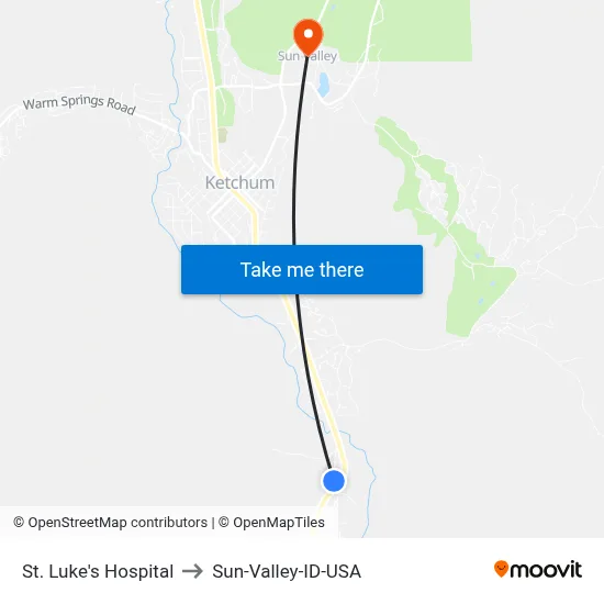 St. Luke's Hospital to Sun-Valley-ID-USA map