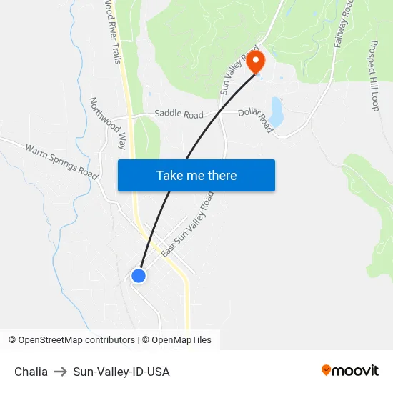 Chalia to Sun-Valley-ID-USA map