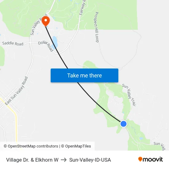 Village Dr. & Elkhorn W to Sun-Valley-ID-USA map