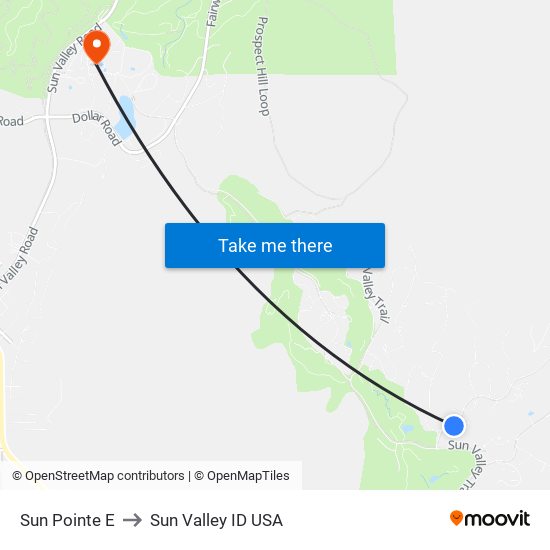 Sun Pointe E to Sun Valley ID USA map