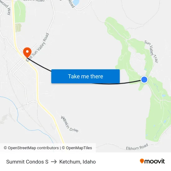 Summit Condos S to Ketchum, Idaho map
