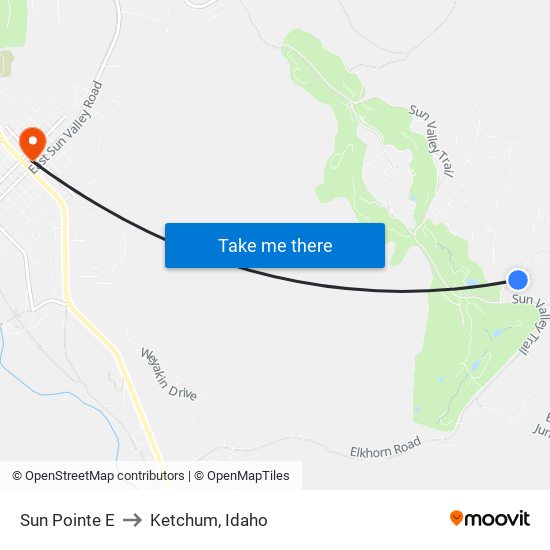 Sun Pointe E to Ketchum, Idaho map