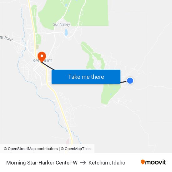 Morning Star-Harker  Center-W to Ketchum, Idaho map