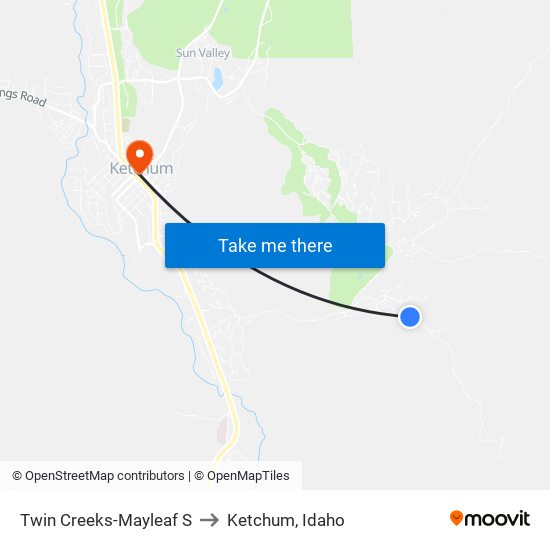 Twin Creeks-Mayleaf S to Ketchum, Idaho map