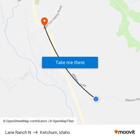 Lane Ranch N to Ketchum, Idaho map