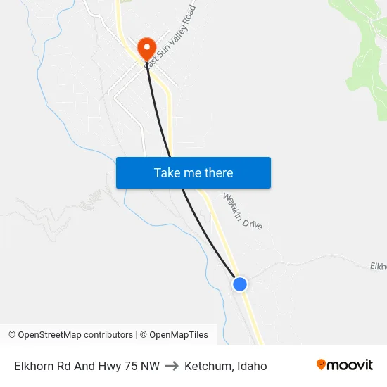 Elkhorn Rd And Hwy 75 NW to Ketchum, Idaho map