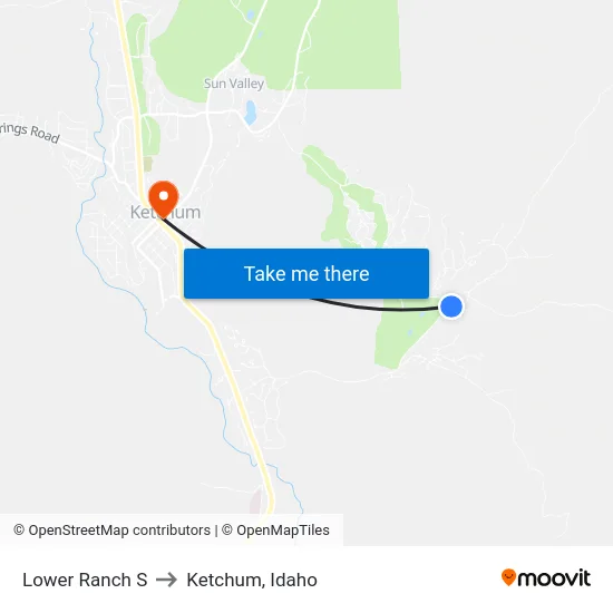 Lower Ranch S to Ketchum, Idaho map