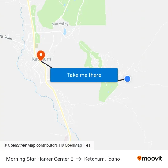 Morning Star-Harker Center E to Ketchum, Idaho map