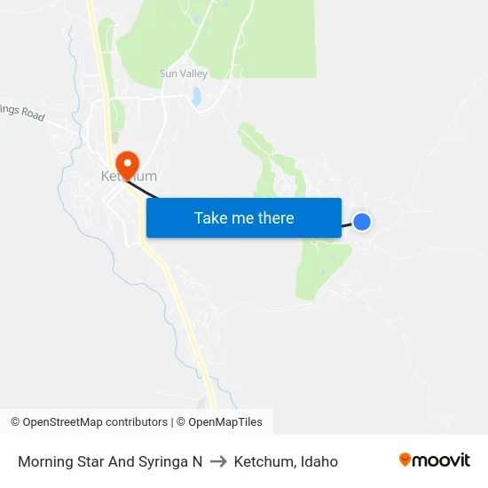Morning Star And Syringa N to Ketchum, Idaho map