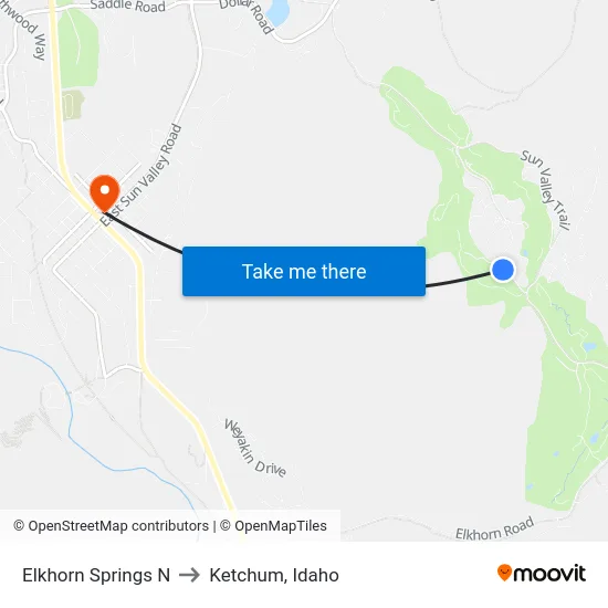 Elkhorn Springs N to Ketchum, Idaho map