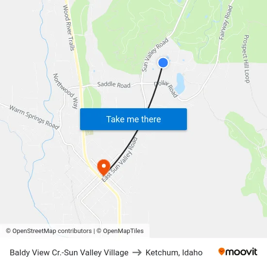 Baldy View Cr.-Sun Valley Village to Ketchum, Idaho map