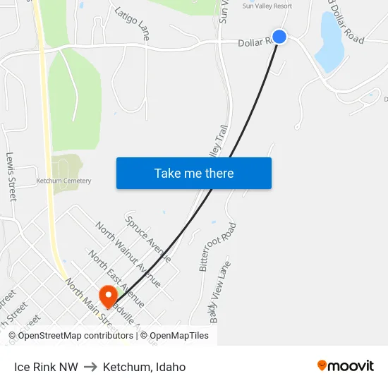 Ice Rink NW to Ketchum, Idaho map