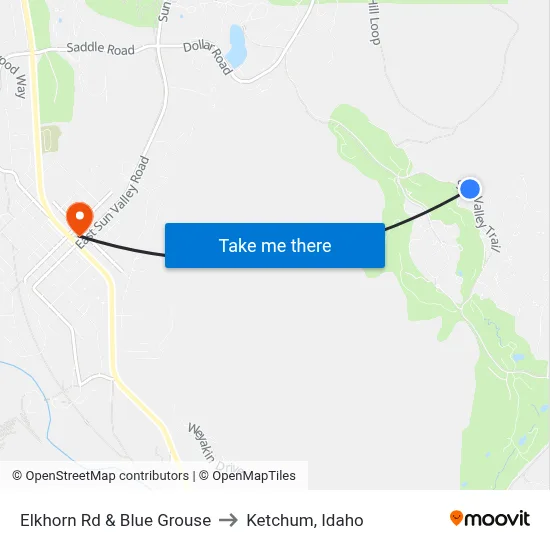 Elkhorn Rd & Blue Grouse to Ketchum, Idaho map