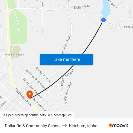 Dollar Rd & Community School to Ketchum, Idaho map