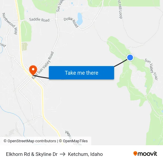 Elkhorn Rd & Skyline Dr to Ketchum, Idaho map