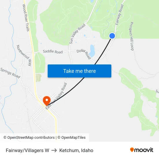 Fairway/Villagers W to Ketchum, Idaho map
