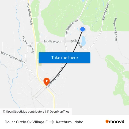 Dollar Circle-Sv Village E to Ketchum, Idaho map