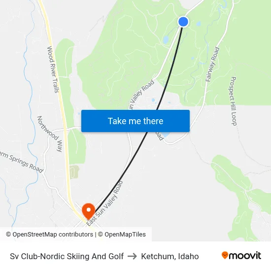 Sv Club-Nordic Skiing And Golf to Ketchum, Idaho map