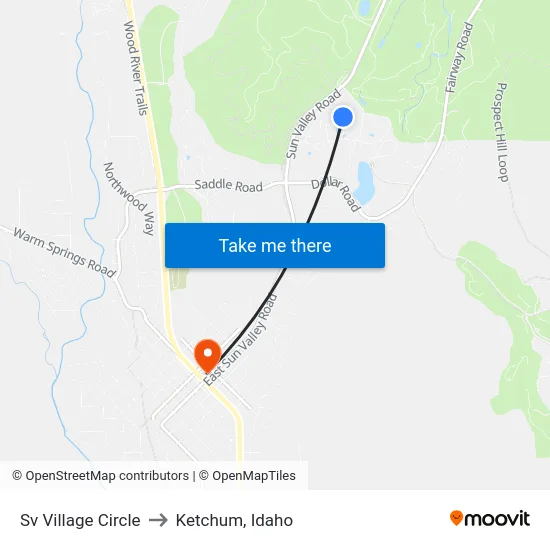 Sv Village Circle to Ketchum, Idaho map