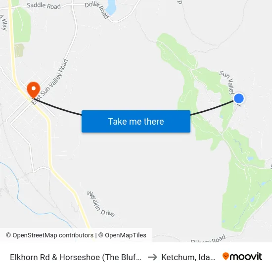 Elkhorn Rd & Horseshoe (The Bluffs) to Ketchum, Idaho map