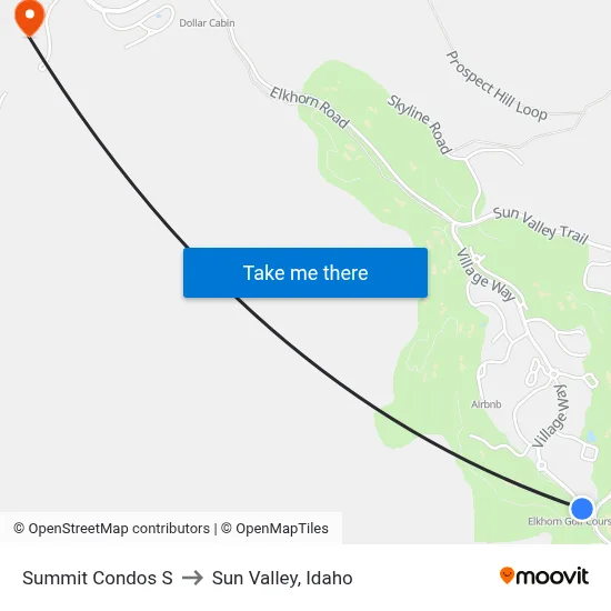 Summit Condos S to Sun Valley, Idaho map