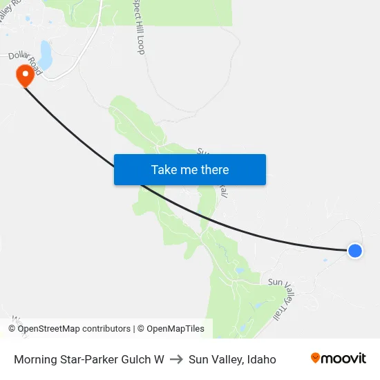 Morning Star-Parker Gulch W to Sun Valley, Idaho map