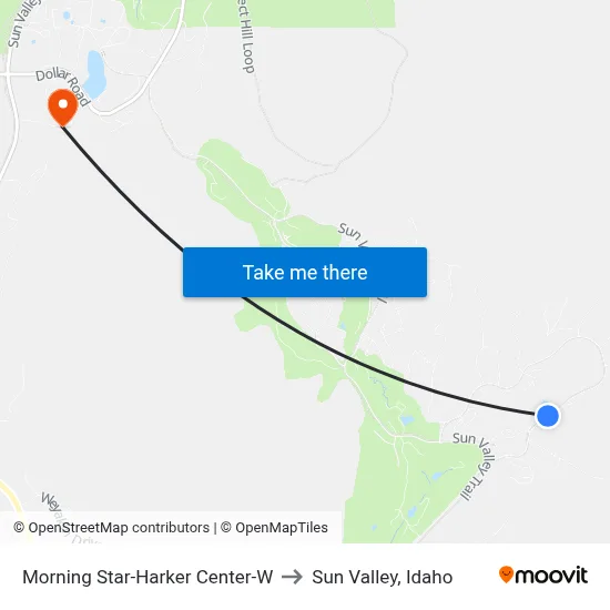 Morning Star-Harker  Center-W to Sun Valley, Idaho map