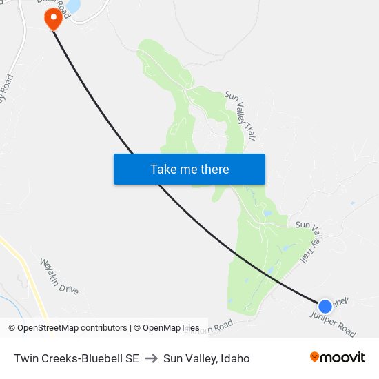 Twin Creeks-Bluebell SE to Sun Valley, Idaho map