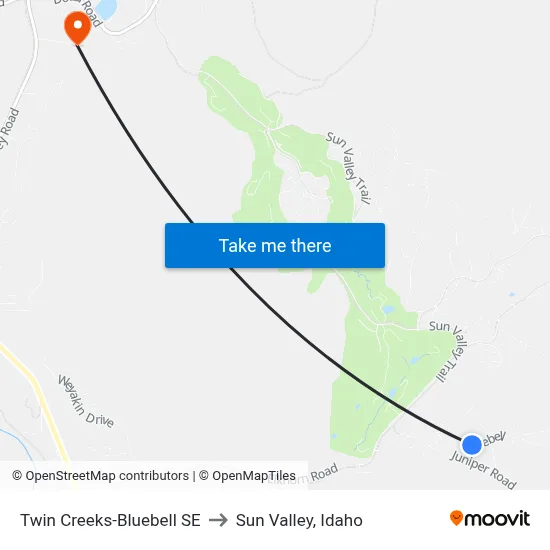 Twin Creeks-Bluebell SE to Sun Valley, Idaho map