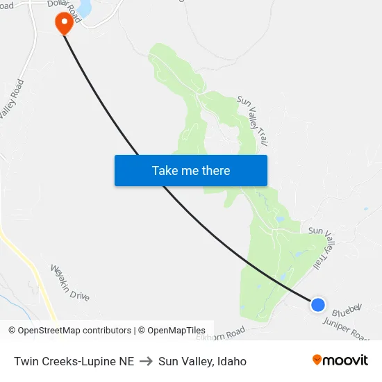Twin Creeks-Lupine NE to Sun Valley, Idaho map