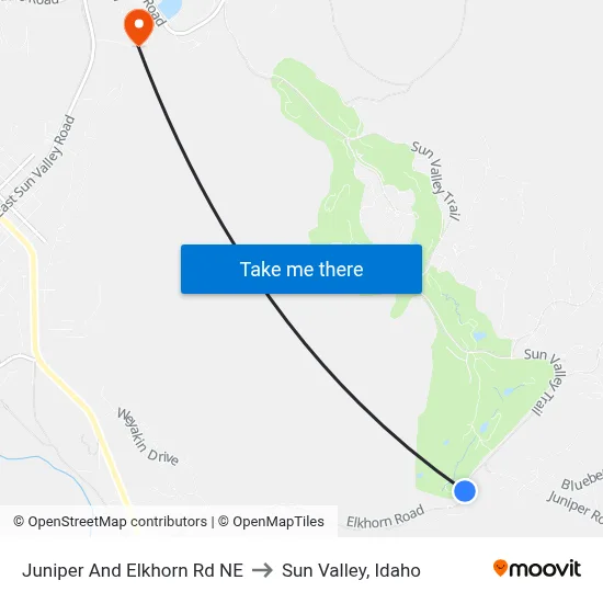 Juniper And Elkhorn Rd NE to Sun Valley, Idaho map