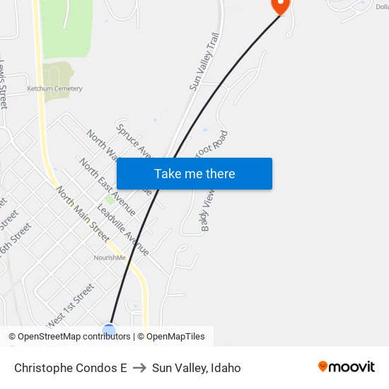 Christophe Condos E to Sun Valley, Idaho map