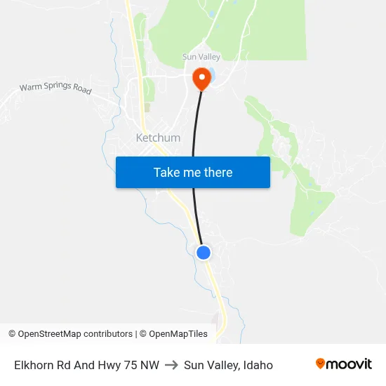 Elkhorn Rd And Hwy 75 NW to Sun Valley, Idaho map