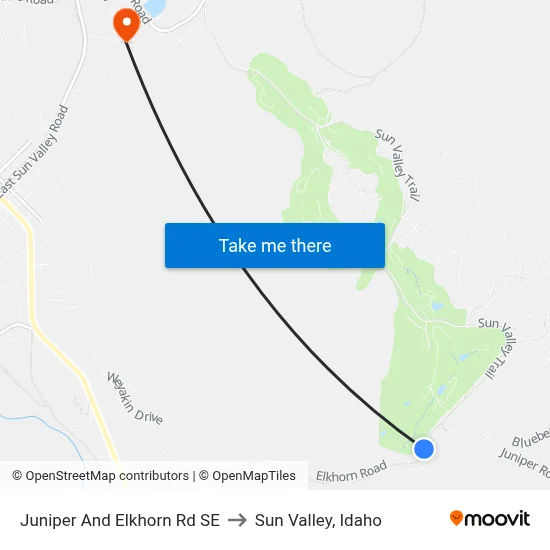 Juniper And Elkhorn Rd SE to Sun Valley, Idaho map