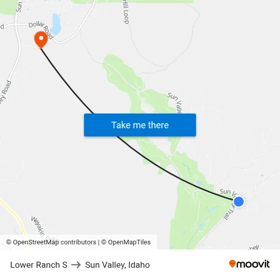 Lower Ranch S to Sun Valley, Idaho map