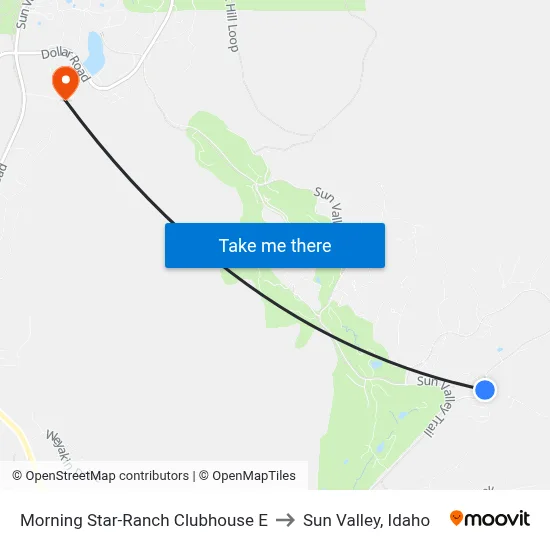 Morning Star-Ranch Clubhouse E to Sun Valley, Idaho map